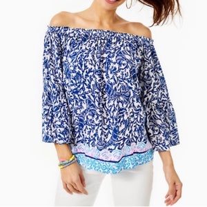 Lilly Pulitzer M L NEVIE Krillin It Oyster Bay Blue